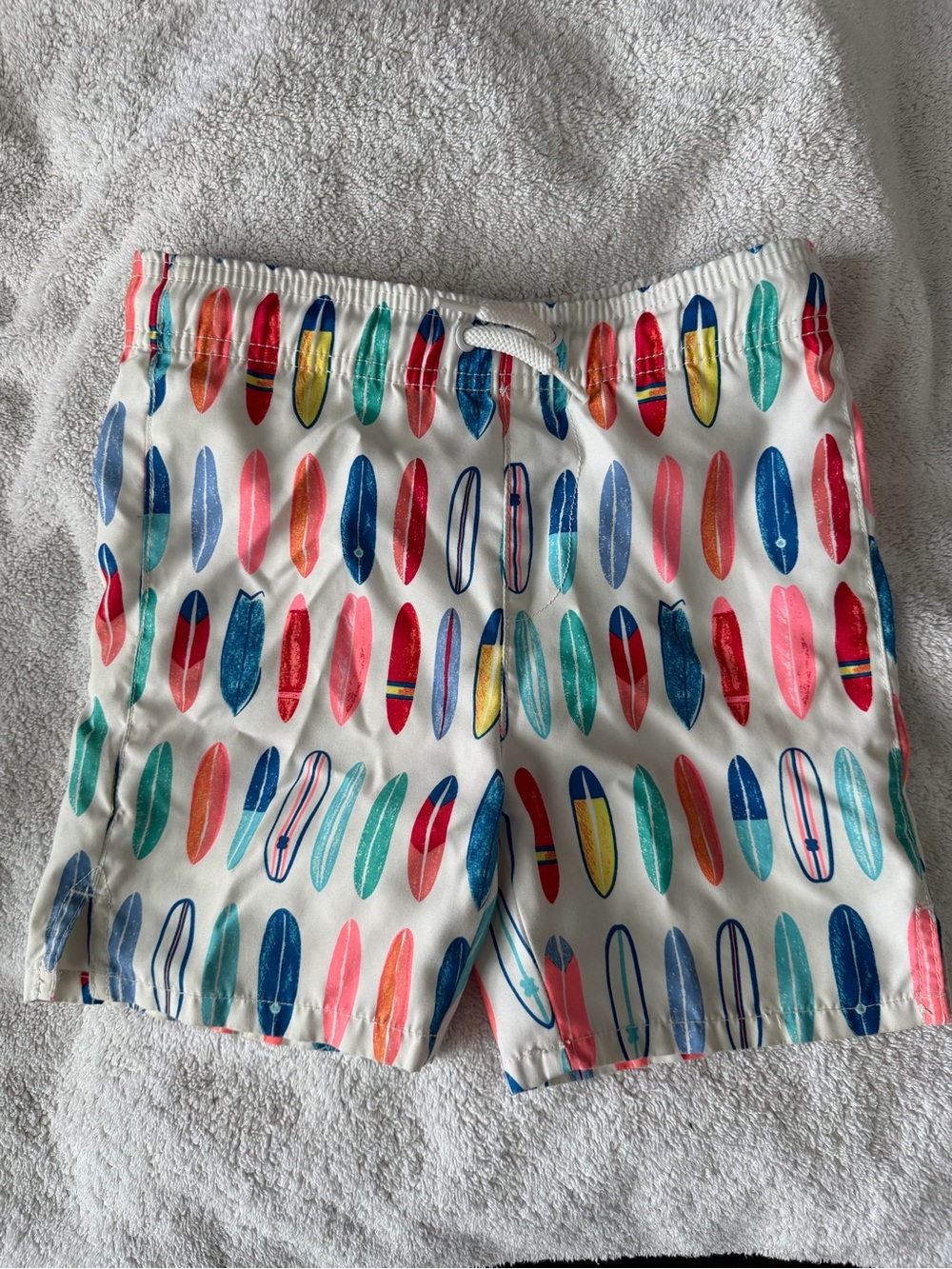 The Children's Place White Swim Trunks with Colorful Surfboard Print - size 3T